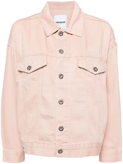 Chocoolate Cropped Denim Jacket In Pink