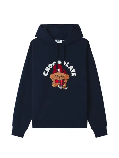 Chocoolate Dog-patch Drawstring Hoodie In Blue