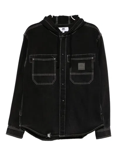 Chocoolate Drawstring Hooded Shirt In Black