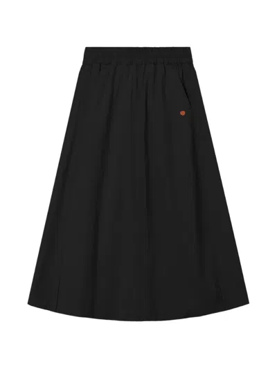 Chocoolate Elasticated-waist A-line Midi Skirt In Black