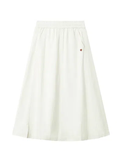 Chocoolate Elasticated-waist Cotton Midi Skirt In White
