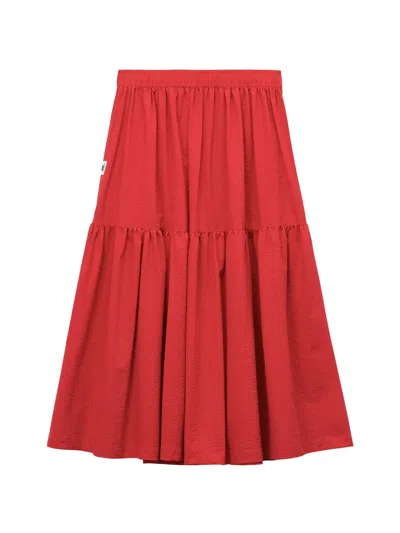 Chocoolate Elastic-waistband Midi Skirt In Red