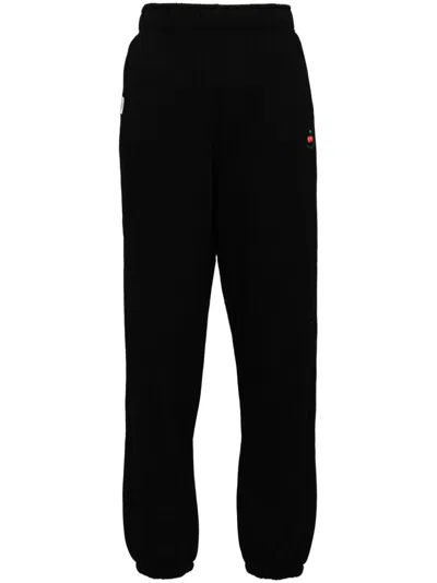 Chocoolate Embroidered-logo Cotton Track Pants In Black