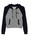Chocoolate Embroidered-slogan Hooded Cardigan In Gray