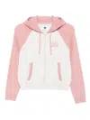 Chocoolate Embroidered-slogan Hooded Cardigan In Pink