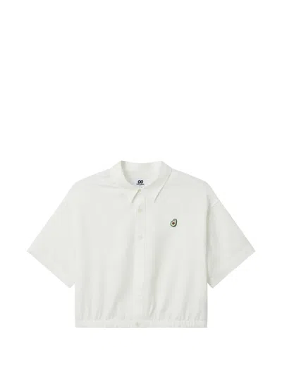 Chocoolate Cropped-poloshirt Mit Stickerei In White