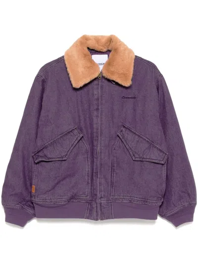 Chocoolate Faux-fur Denim Jacket In Purple