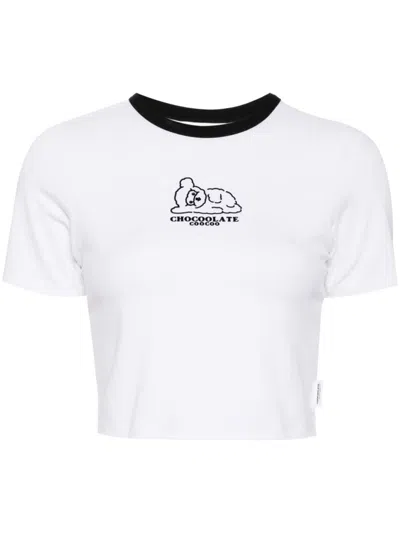 Chocoolate Flocked Logo T-shirt In White