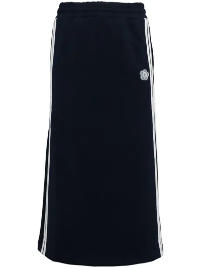 Chocoolate Floral-appliqué Track Skirt In Blue