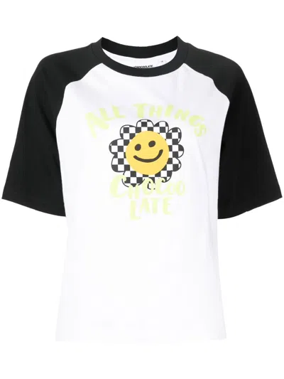 Chocoolate Flower-print Raglan T-shirt In White