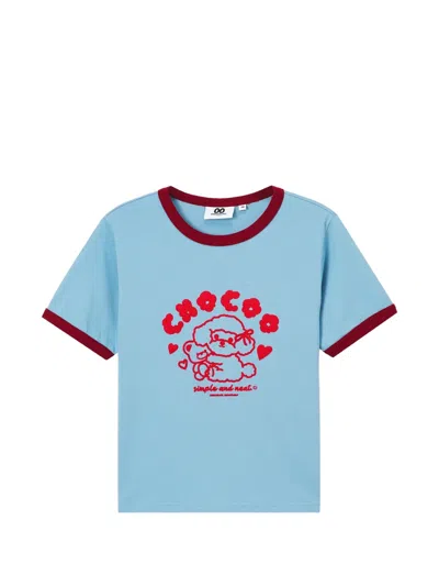 Chocoolate Graphic-detail Cotton T-shirt In Blue