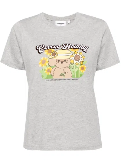 Chocoolate Graphic Logo-print T-shirt In Grey