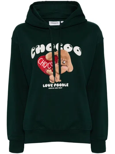 Chocoolate Graphic-print Cotton-blend Hoodie In Green