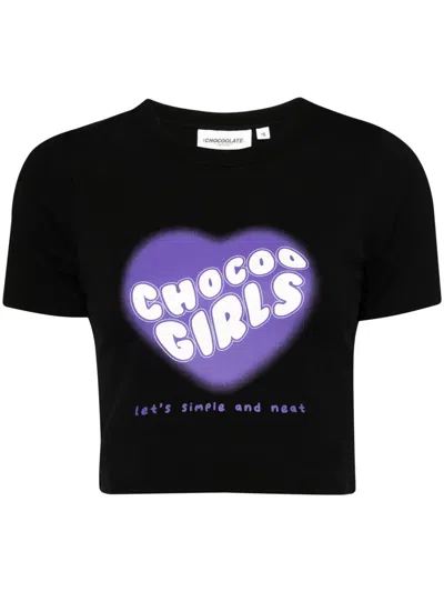 Chocoolate Graphic-print Cotton-blend T-shirt In Black