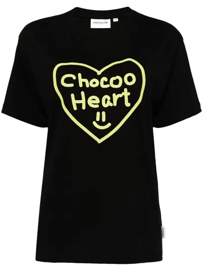Chocoolate Graphic-print Cotton T-shirt In Black