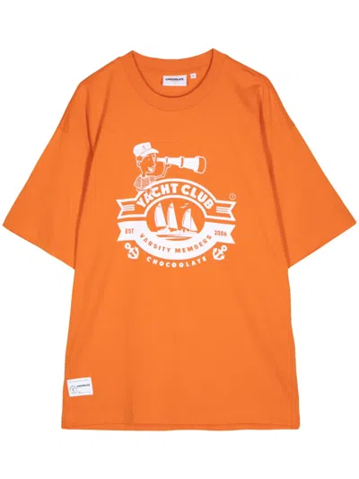 Chocoolate Graphic-print Cotton T-shirt In Orange