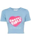 Chocoolate Graphic-print Cropped T-shirt In Blue