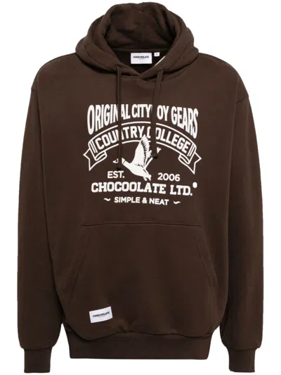 Chocoolate Graphic-print Hoodie In Brown