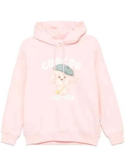 Chocoolate Graphic-print Hoodie In Pink