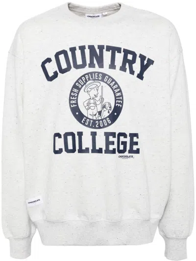 Chocoolate Graphic-print Long-sleeved Sweatshirt In Grey