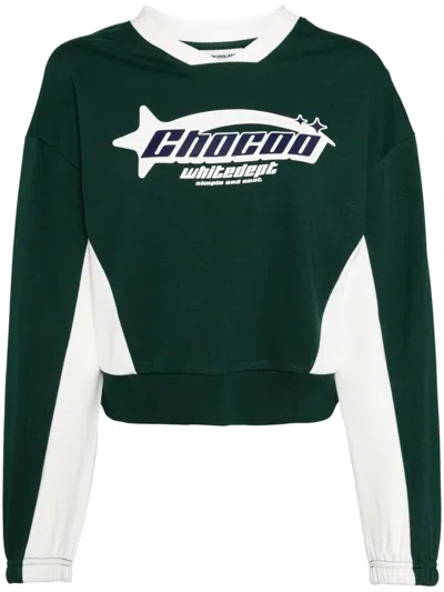 Chocoolate Graphic-print Long-sleeved T-shirt In Green