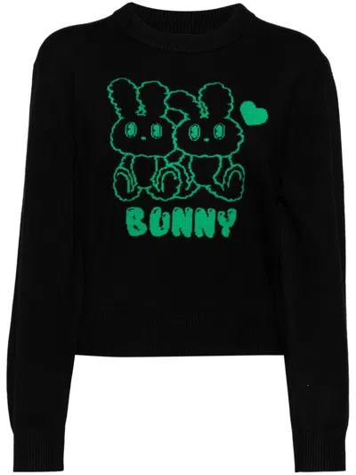 Chocoolate Graphic-print Round Neck Jumper In Black