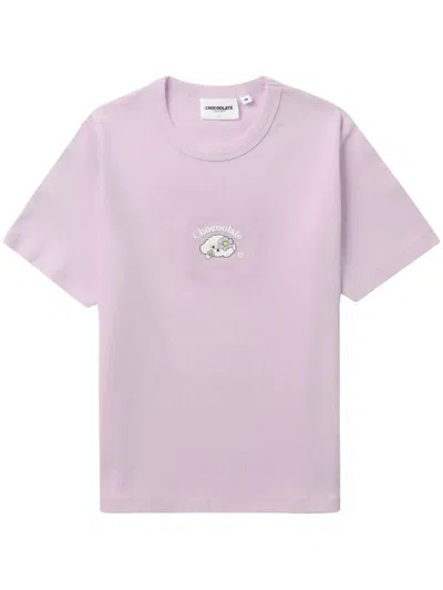 Chocoolate Graphic-print Stretch-cotton T-shirt In Purple
