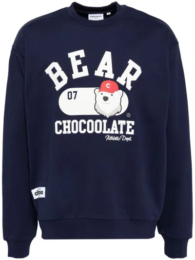 Chocoolate Graphic-print Sweatshirt In Blue