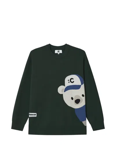 Chocoolate Graphic-intarsia Crew-neck Sweater In Black