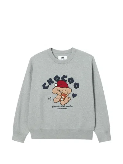Chocoolate Graphic-patch Sweatshirt In Gray