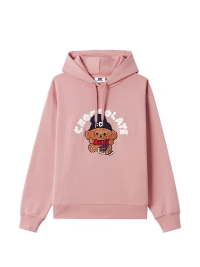 Chocoolate Graphic-print Drawstring Hoodie In Pink