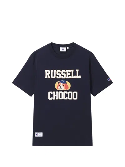 Chocoolate Graphic-print Logo-patch T-shirt In Blue