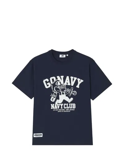 Chocoolate Graphic-print Logo-patch T-shirt In Blue