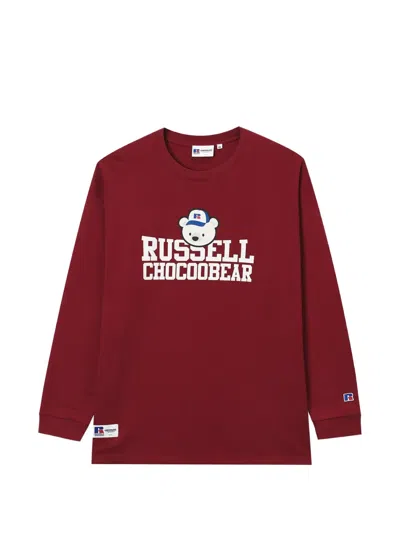 Chocoolate Graphic-print Long-sleeve T-shirt In Burgundy