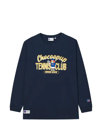 Chocoolate Graphic-print Long-sleeved T-shirt In Blue