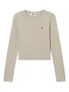 Chocoolate Heart-embellished Ribbed T-shirt In Neutral