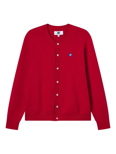 Chocoolate Heart-embroidered Cardigan In Red