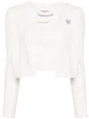 Chocoolate Heart-patch Cardigan Top (set Of Two) In White