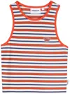 Chocoolate Heart-patch Striped Crop Top In White