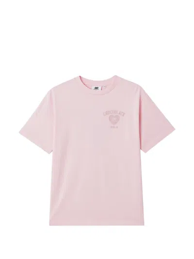 Chocoolate Heart-detail Logo-print T-shirt In Pink