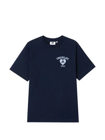 Chocoolate Heart-detail T-shirt In Blue