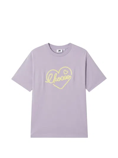 Chocoolate Heart-embroidered T-shirt In Purple