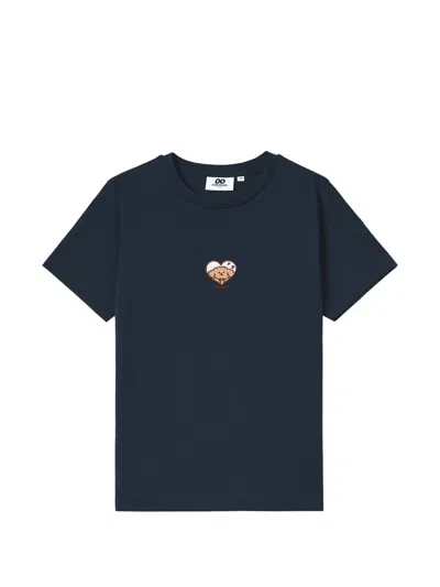 Chocoolate Heart-motif Embroidered T-shirt In Black
