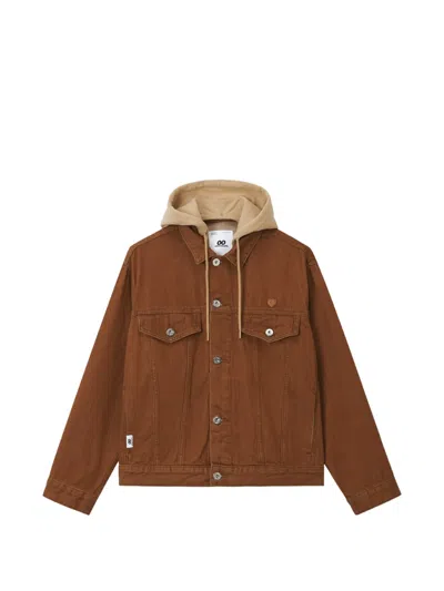 Chocoolate Hooded Denim Jacket In Brown