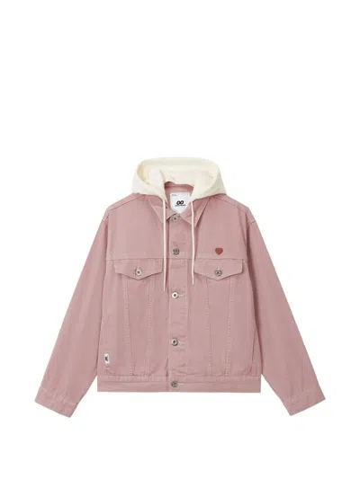 Chocoolate Hooded Denim Jacket In Pink