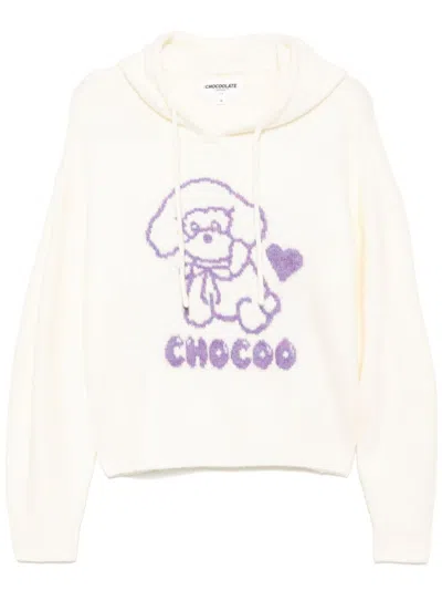 Chocoolate Hooded Sweater In White