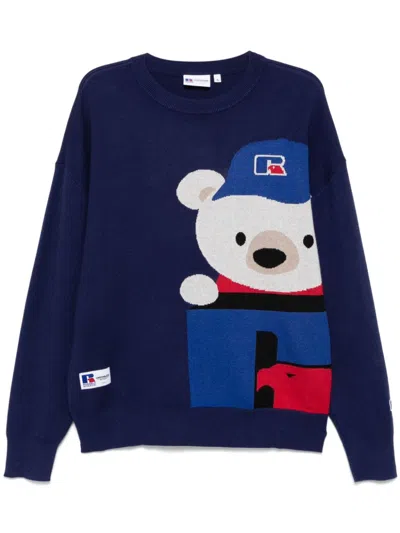 Chocoolate Jacquard Bear Sweater In Blue