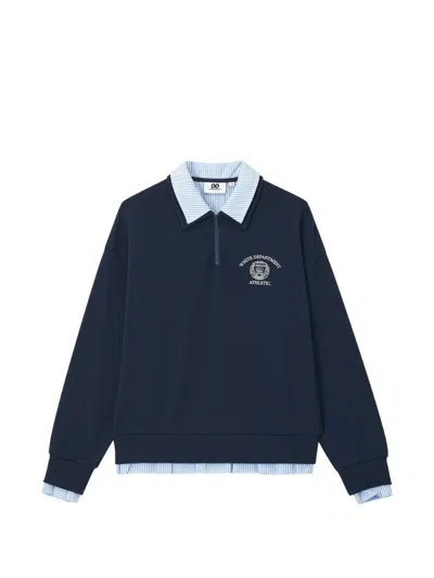 Chocoolate Layered-detail Logo-print Sweater In Blue