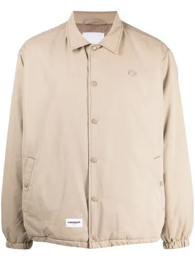Chocoolate Logo-patch Padded Bomber Jacket In Brown