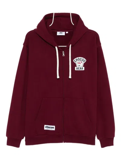 Chocoolate Logo-appliqué Cotton Hoodie In Red